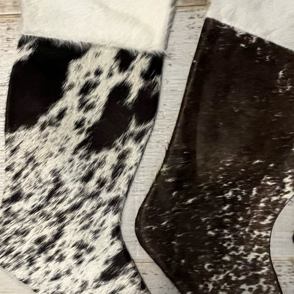 Genuine cow hide leather and fur handmade Christmas Stockings - Picture 2 of 15